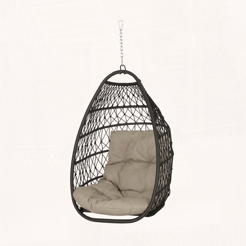 Chaise pliante suspendue en osier avec coussins, Noir