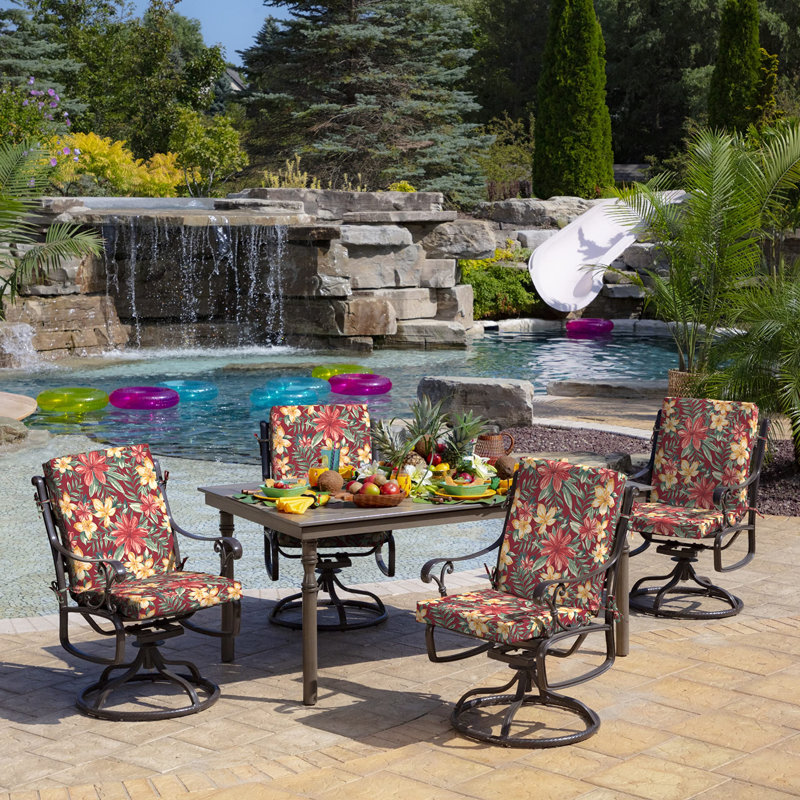 ARDEN Outdoor Dining Chair 3.5" Cushion, 3.5" H x 20" W x 20" D, Black Cabana Stripe