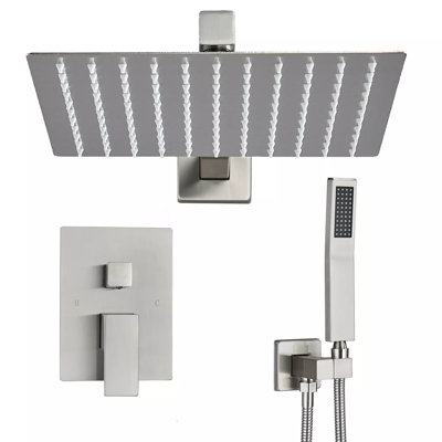 2 Function Shower Faucet System Set 8 in Rainfall Head with Mixer Valve Wall Mounted