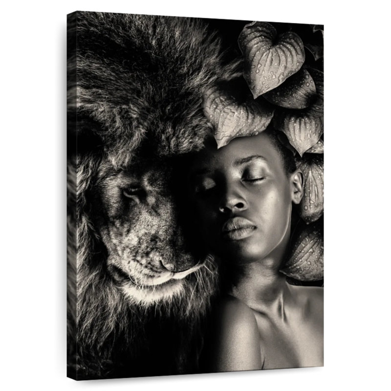Leisha, femme et lion, H 36 po x l 24 po