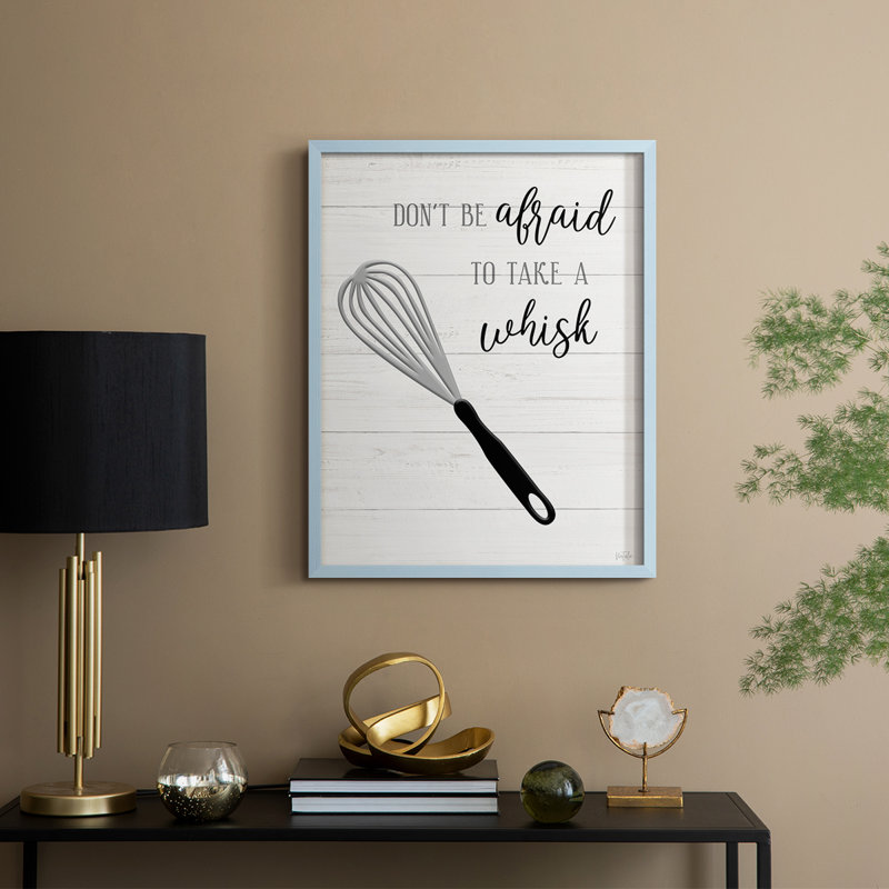Take A Whisk Framed Print - Solid Wood, 15" H x 12" W, Blue