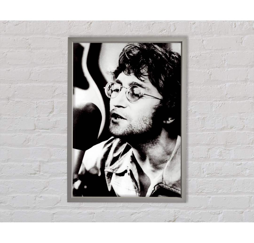 John Lennon Imagine Schwarz und Weiß - Einzelner Bilderrahmen Kunstdrucke auf Leinwand