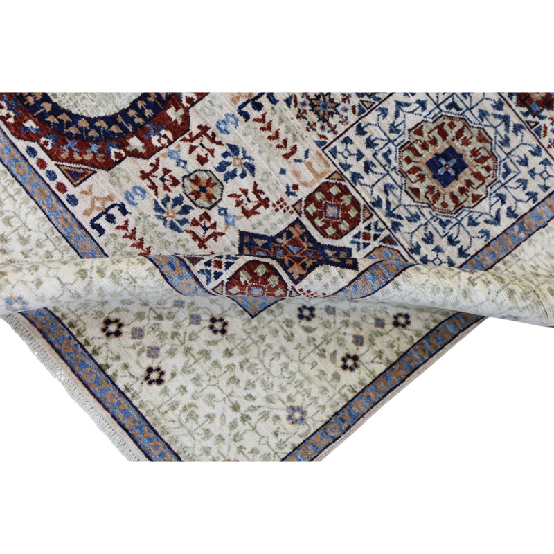 Hand Knotted Wool Area Rug in Beige