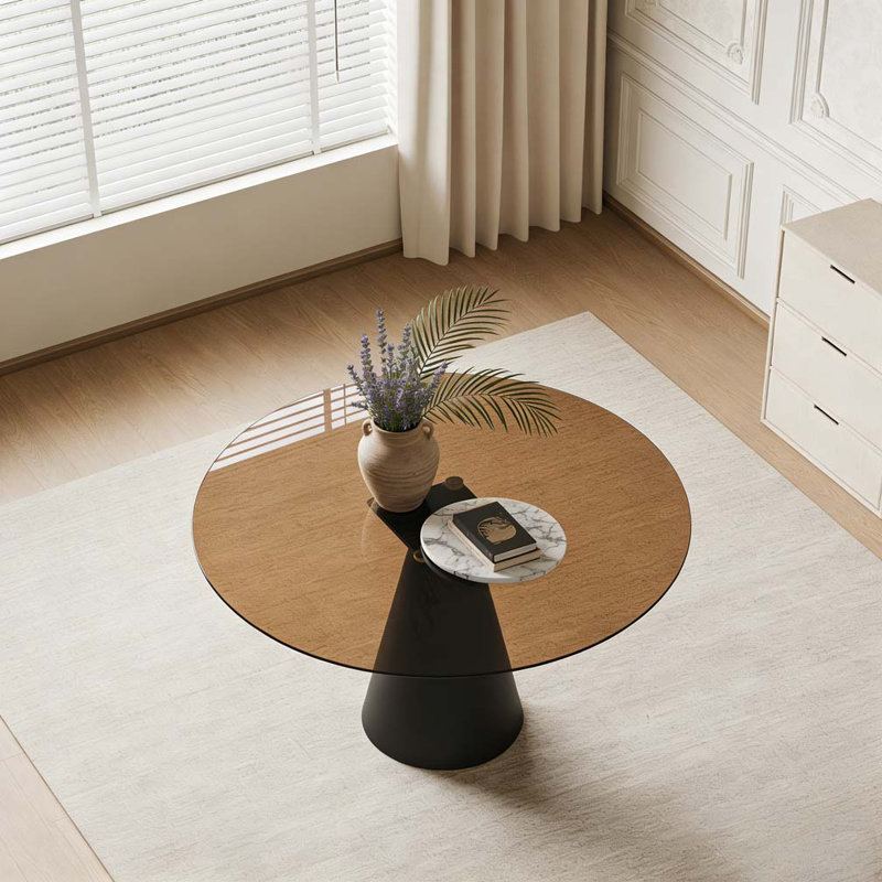 35-inch round glass dining table