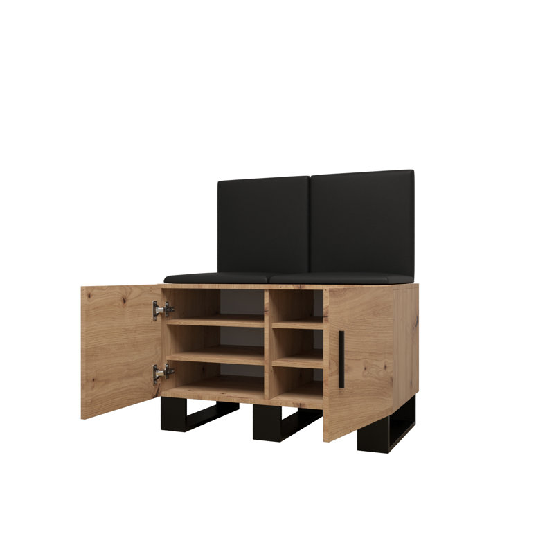 12 Pair Shoe Storage Cabinet, Brown/Black