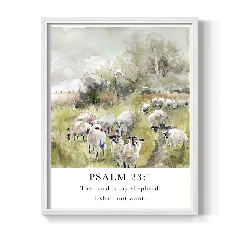 Psaume 23: 1, reproduction encadrée - bois massif, H 30 po x l 24 po, Blanc