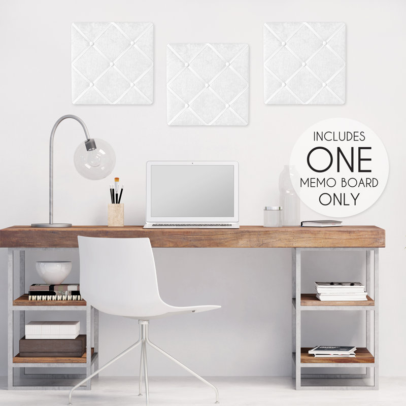 White Lace Fabric Memo Board with Button Detail