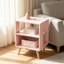 Table de chevet avec rangement ouvert pour enfants et adultes, table de chevet moderne à 2 niveaux avec bois aggloméré et pieds robustes, table de bout compacte pour petits espaces, salon, chambre à coucher, chambre de bébé et bureau, finition rose