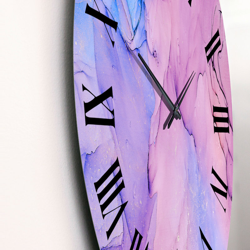 Horloge murale moderne avec encre translucide rouge et bleue Art V, Moyen