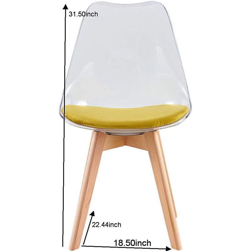 Ensemble de 4 chaises d'appoint Accent Chair, Tissu jaune