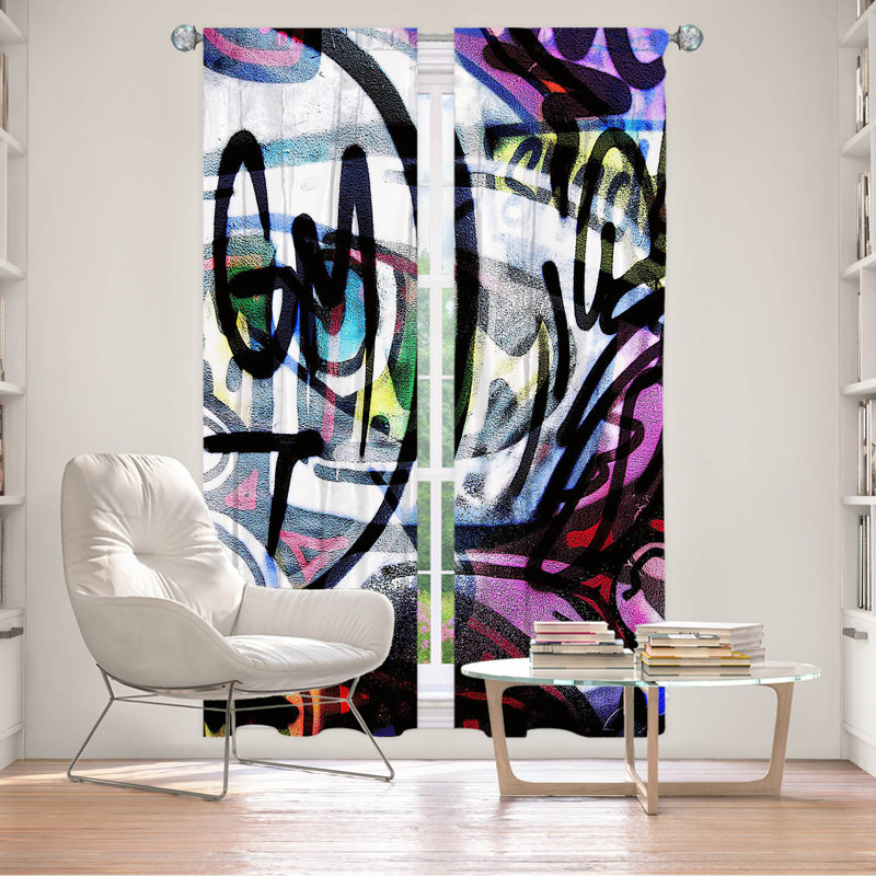 Lined Window Curtains 2-panel Set for Window Size by Martin Taylor - Graffiti 5, L 20 po x L 82 po