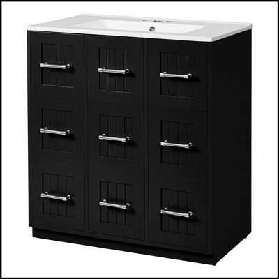 30-Inch Bathroom Vanity With Undermount Sink, Soft-Close Drawers, And Tip-Out Drawer For Modern Bathrooms