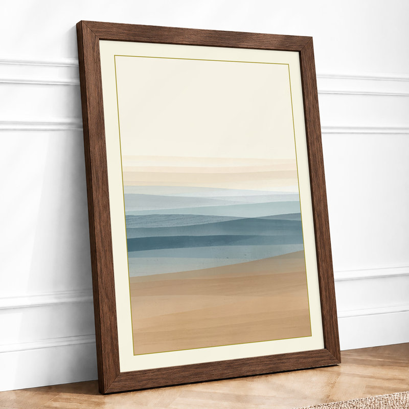 Quiet Seaside Moment Coastal - Framed Print, A2 - 59.4 x 42.0 cm, Walnut