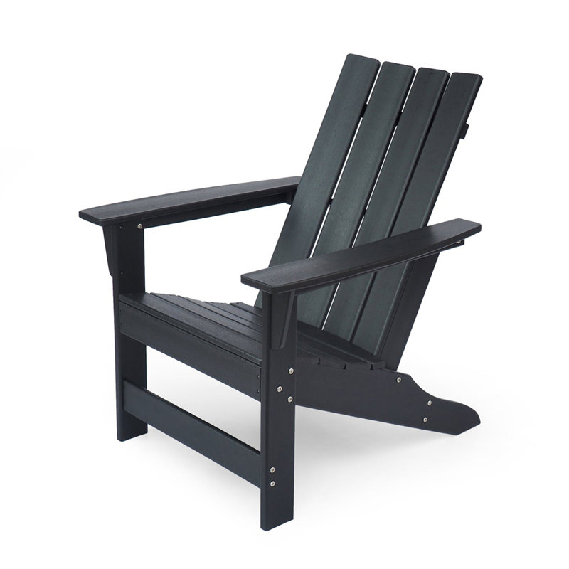 Chaise Adirondack en bois massif Izatt, Noir
