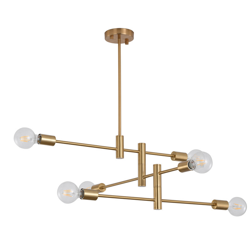 Lustre spoutnik moderne 6 lumières Fowey, Bronze brossé