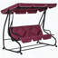 Banc pivotant rouge à 3 places avec auvent réglable, coussins et porte-gobelets, capacité de 748 lb