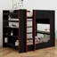 Lit superposé en bois à thème de jeu avec bureau, tablettes de rangement, éclairage DEL et station de charge