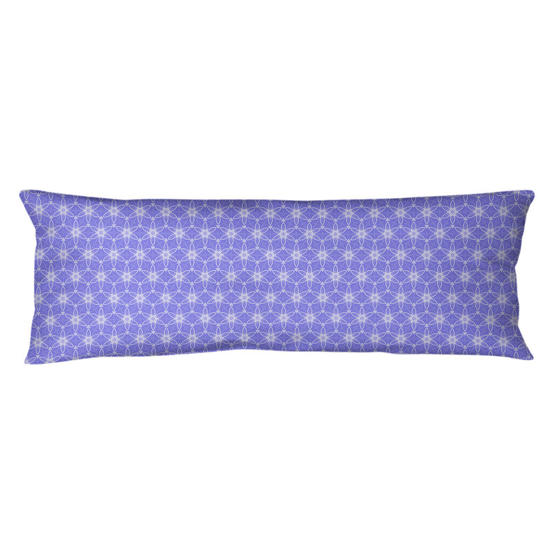 Coussin lombaire géométrique à cercles ornés, Bourre en polyester, Bleu