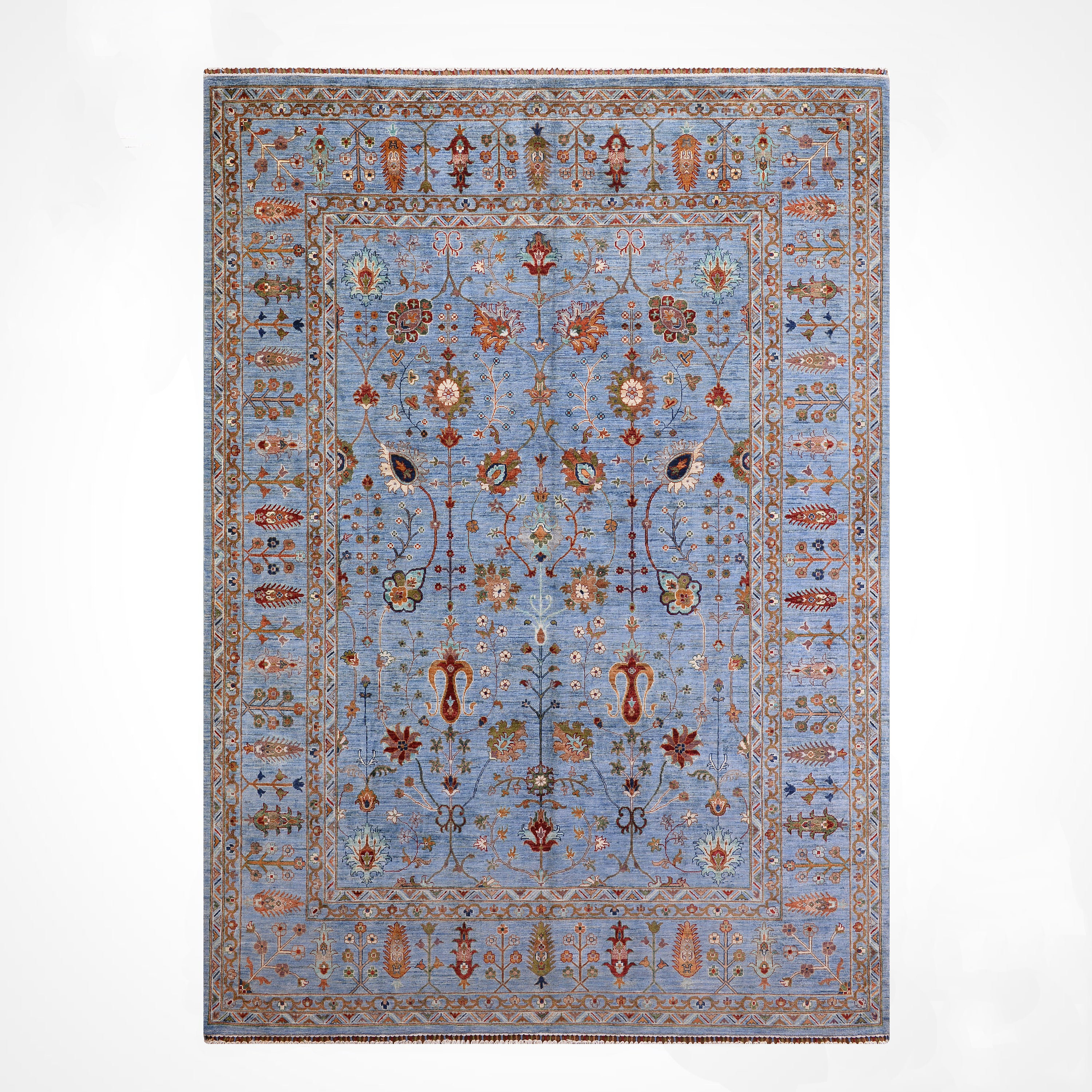 Bloomsbury Market Original Hand Knotted Traditional Pattern Blue Wool ...