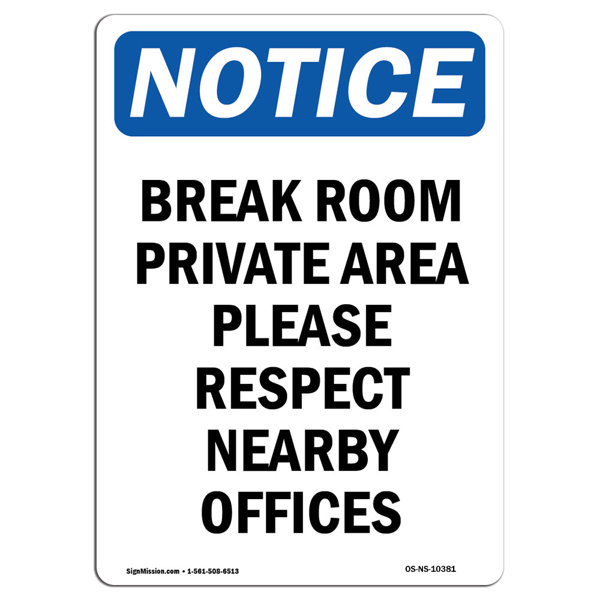 SignMission Osha Notice - Break Room Private Area Please Sign Heavy ...