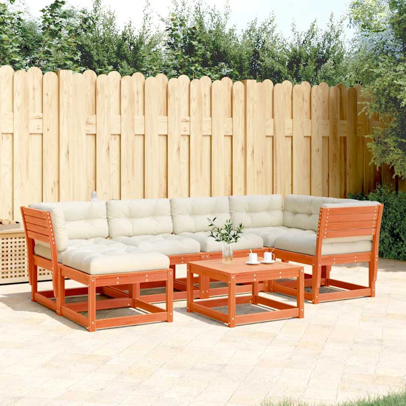 273cm Wide Patio Sofa, Wax Brown, White