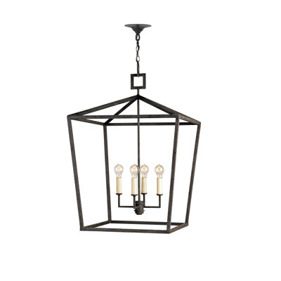 Lustre géométrique 5 lumières avec détails en fer forgé Denison