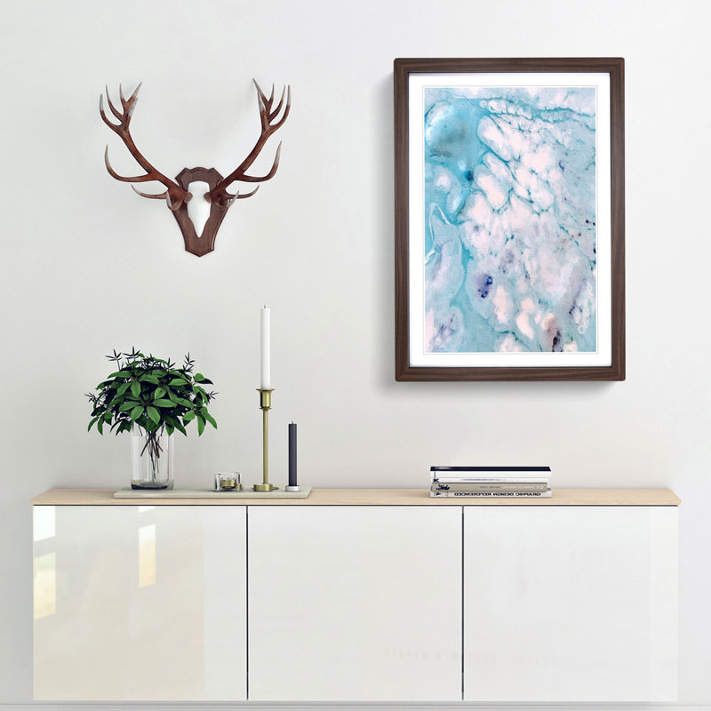 Time to Love in Abstract - Picture Frame Graphic Art Print, 50cm H x 35cm W x 2cm D, Walnut