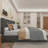Contemporary Full Size Bed With Storage, Gas Lift Mechanism, Wingback Headboard, Ports, Dark Gray Fabric Upholstery Chic-1904245312-1904245314