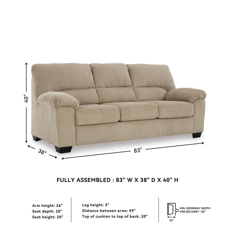 Castanon Sofa, Beige Polyester