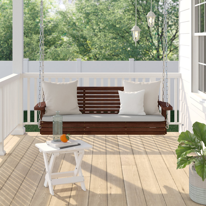 Balancelle d'extérieur en bois pour 5 personnes avec coussin gris 5FT