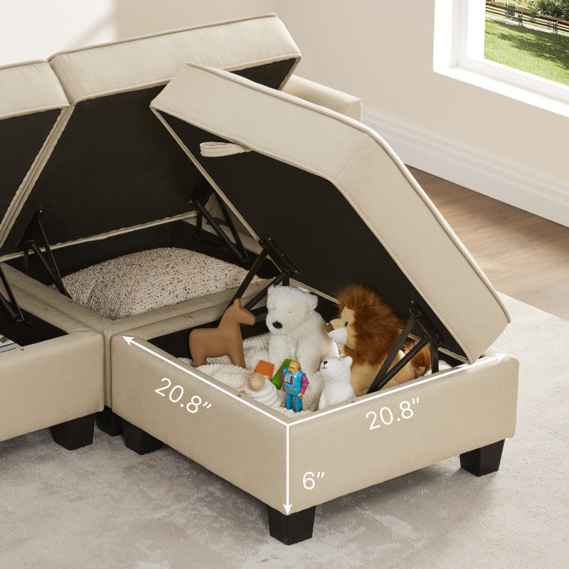 Canapé de rangement modulaire avec USB et type C, Beige