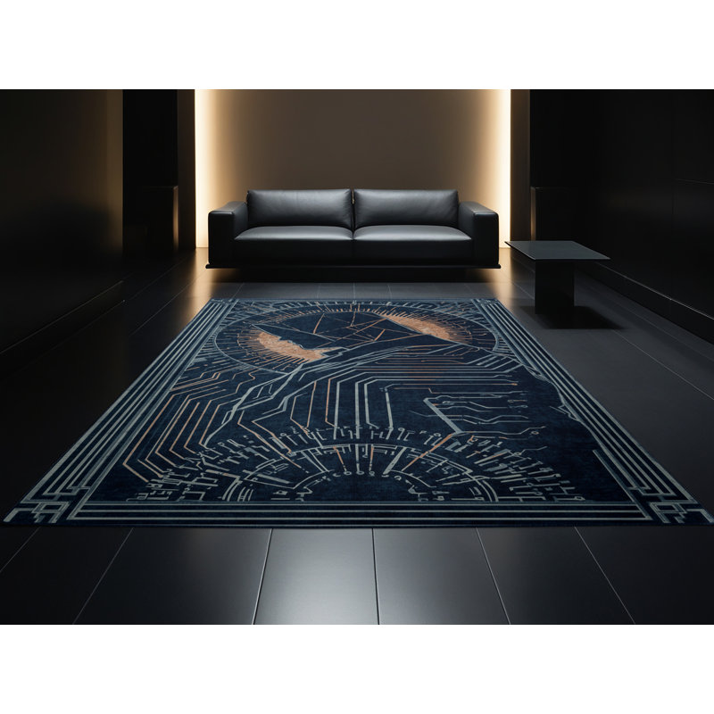 Tapis art déco lavable à la machine Alan Cyborg, 8 x 10