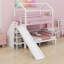 Lit superposé de style maisonnette avec glissade, escalier de rangement et garde-corps de sécurité-1994098356