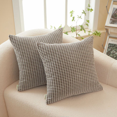 Gray/Brown Set of 2 Corduroy Reversible Throw Pillows size  18"x18" square 