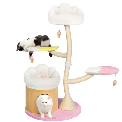 52.4'' H Ellanore Colorful Flower Cat Tree, Cat Condo, Cat Tower