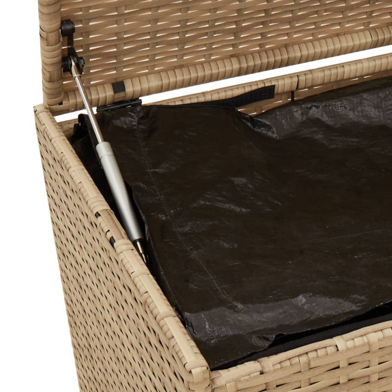 Latitude Run® Water Resistant Poly Rattan Deck Box, Mix Beige, 22.8" H x 78.7" W x 19.7" D