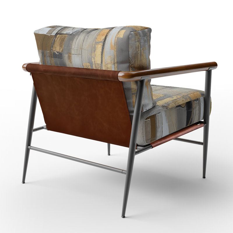 Fauteuil d'appoint rembourré abstrait doré et gris Simplicity I, Noir
