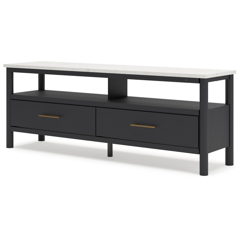 Brenli Unfinished TV Stand for TVs up to 70", Matte Black/White