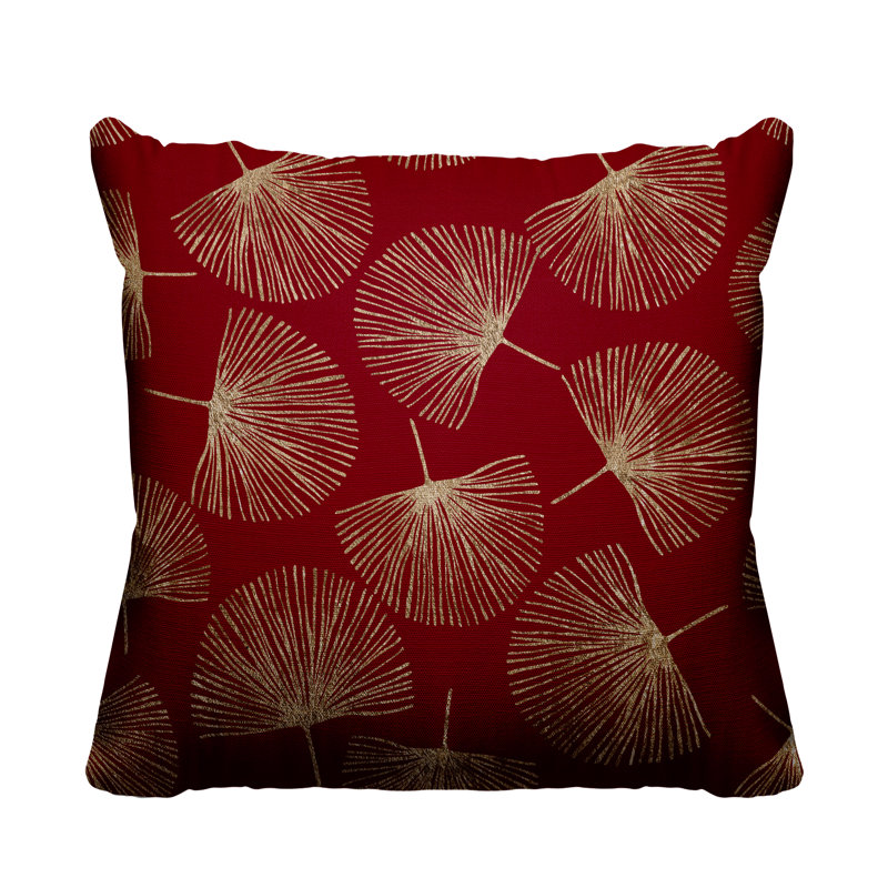 Coussin intérieur / extérieur Joba Dandilion, L 19 po x H 19 po, Rouge/doré