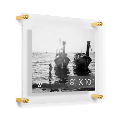 Clear UV-Grade Acrylic Modern Floating Picture Frame - Gold