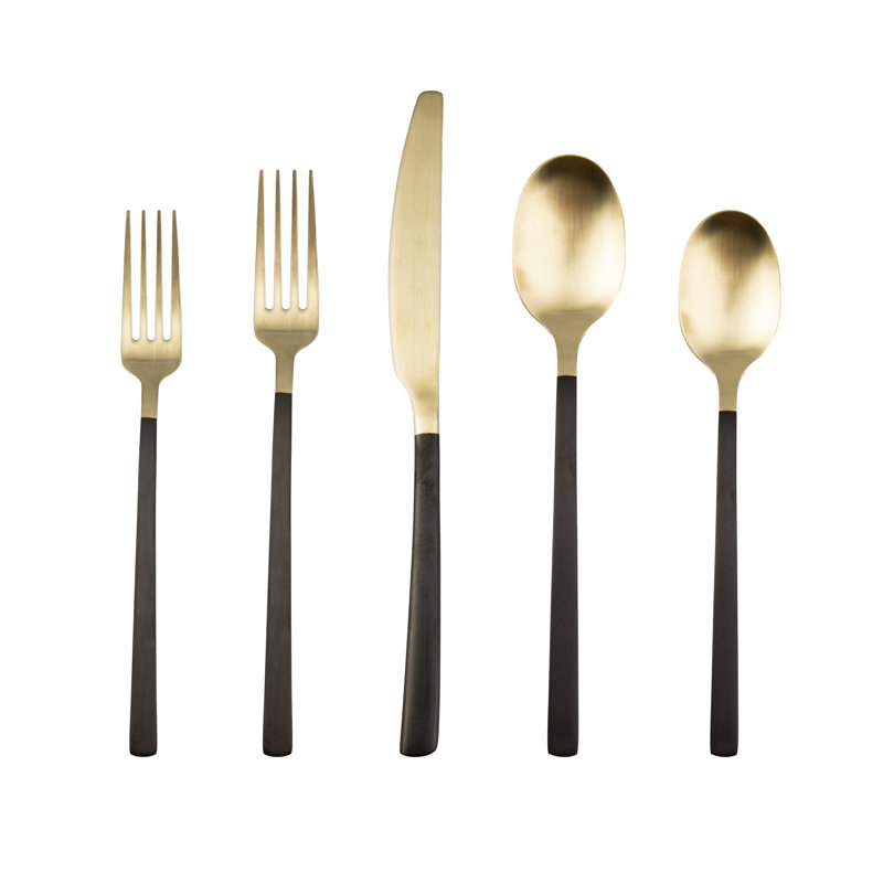 Beacon 20 Piece Flatware Set, Service For 4, Black/Champagne