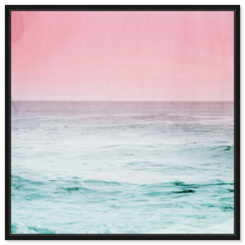 «Nautical and Coastal Dream Ocean View, Coastal Pink», impression, Cadre flottant noir, H 16 po x l 16 po