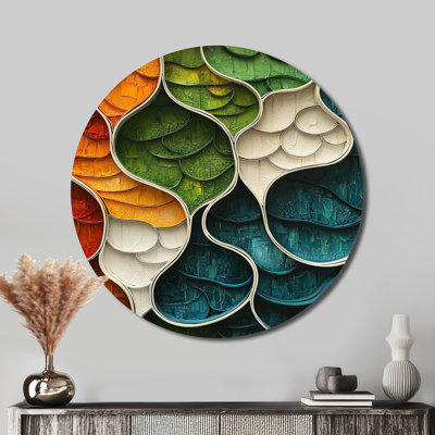 Biomorphism Earth Ephemeral Pathways I - Lyrical Abstraction Round Metal Wall Decor