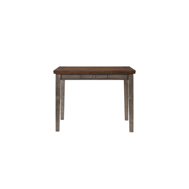 Table de salle à manger en bois massif et à hauteur de comptoir, 4 tiroirs, table rustique grise bicolore avec tiroirs, aspect de qualité de finition