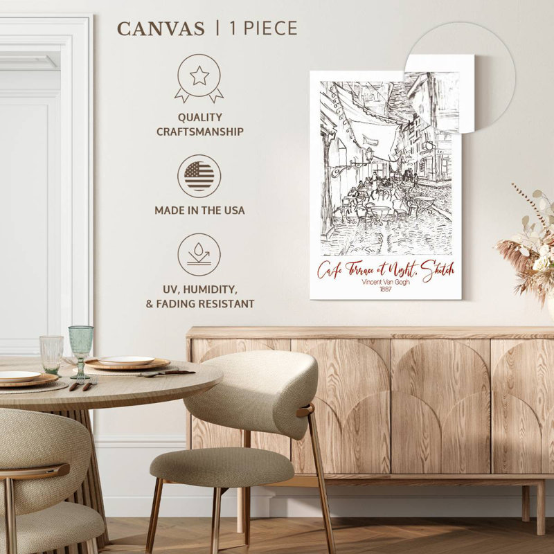 Café terrasse la nuit, affiche d'exposition Van Gogh, H 24 po x l 16 po