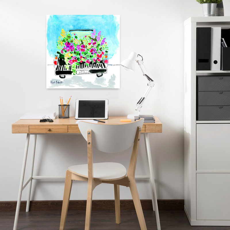 Art floral contemporain abstrait, H 18 po x l 18 po