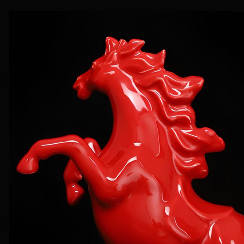 Figurine de cheval en céramique exquise - Symbole de richesse et de prospérité