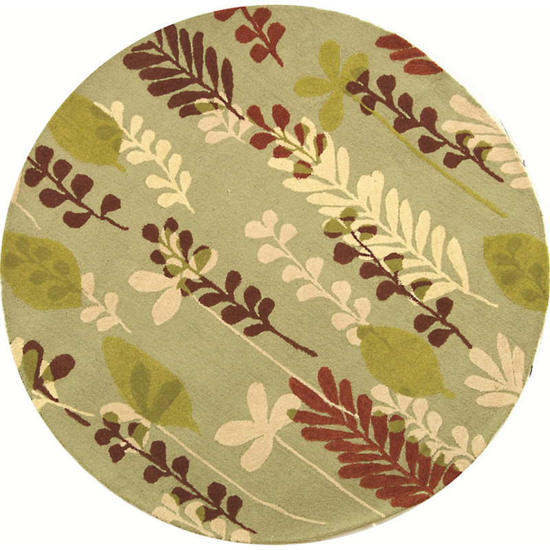 Berkley Hand Hooked Thick Wool Pile Floral Rug, Round 4'