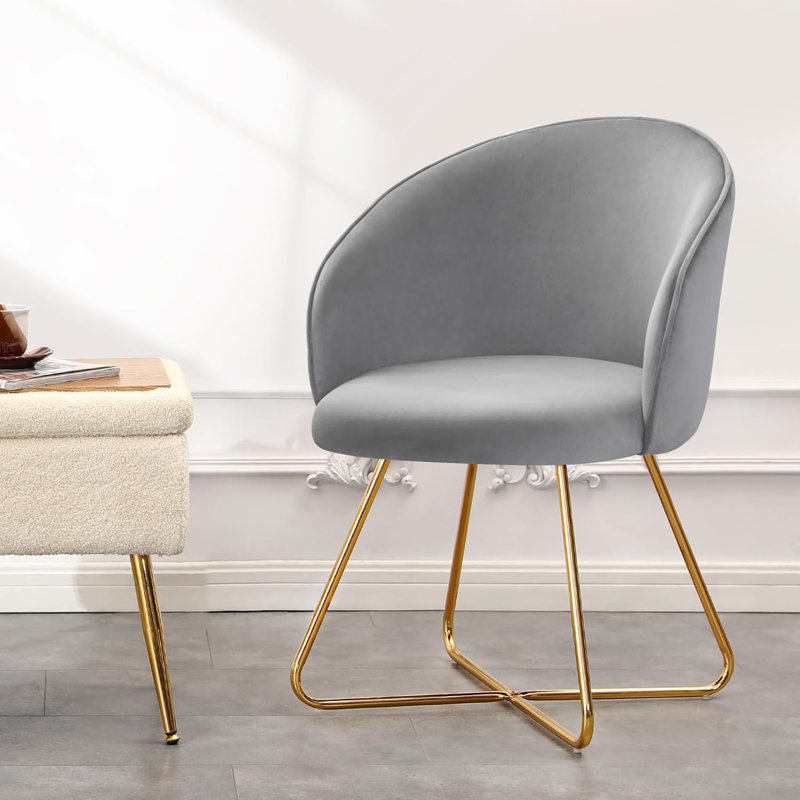 Chaise d'appoint rembourrée Tyiana, Velours gris