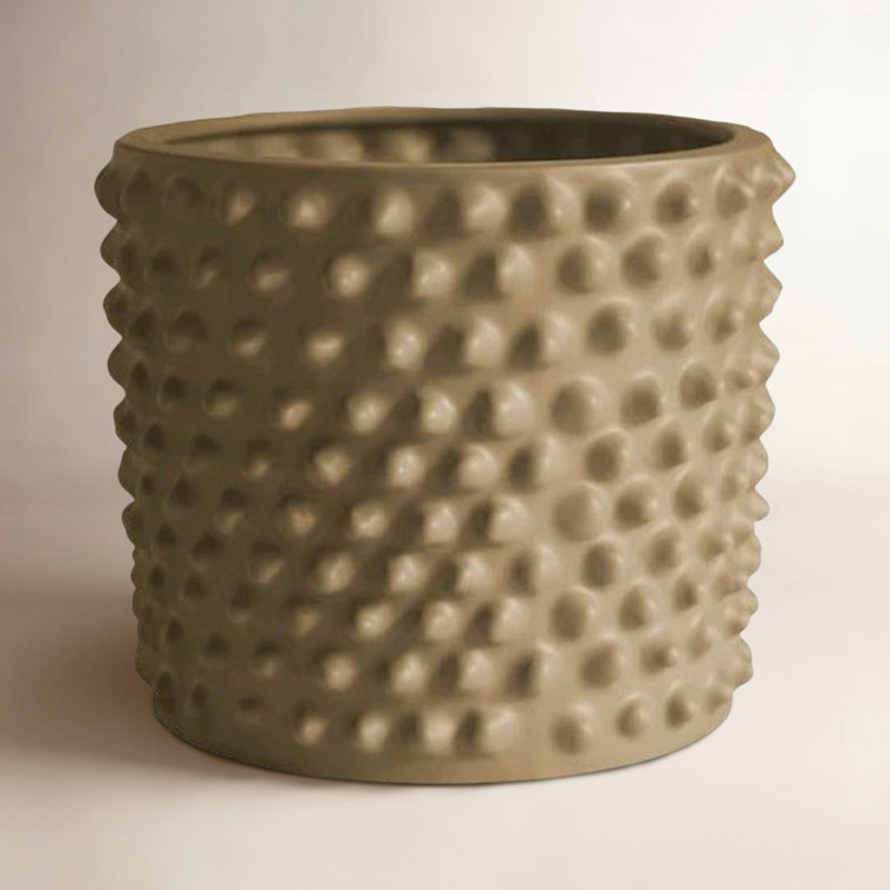 Kim Ceramic Pot Planter, Tan, 14.25" H x 13" W x 13" D